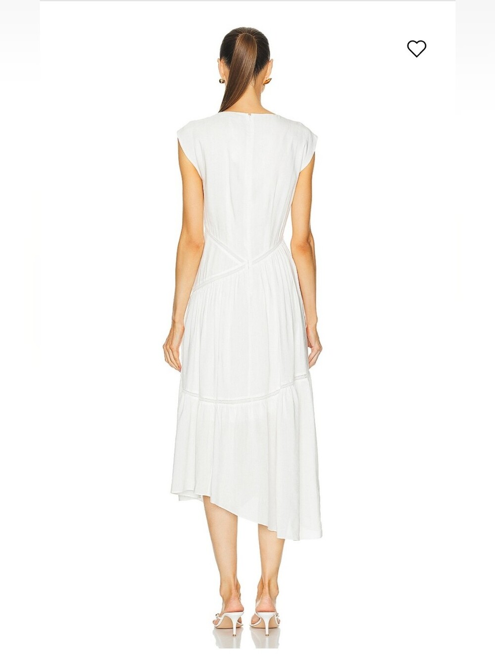 FRAME Gathered Seam Lace Inset Dress White Small - Picture 5 of 10